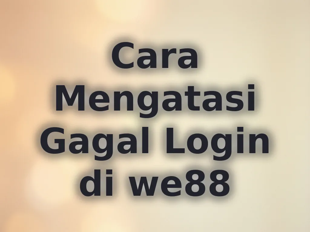 Cara Mengatasi Gagal Login di we88